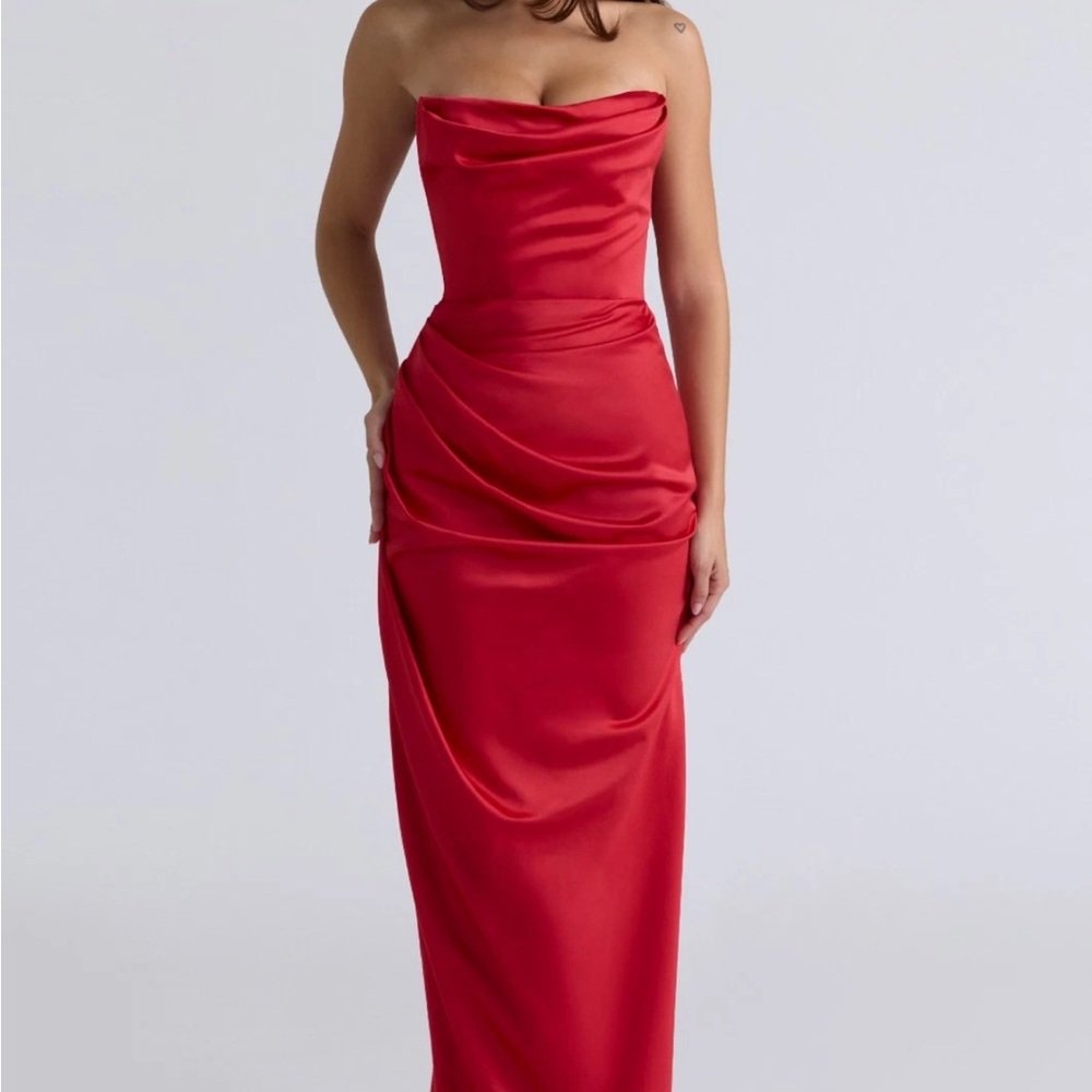 House of CB Adrienne Scarlet Strapless Gown
